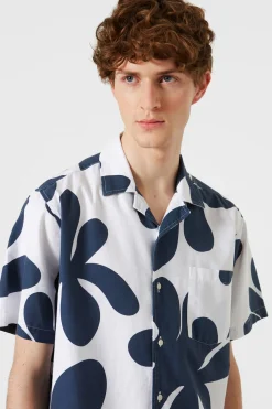 Alice Short Sleeve Shirt Printed Navy | Edmmond Studios Best Sale