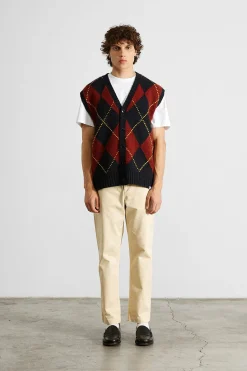 Argyle Vest Plain Navy | Edmmond Studios Sale