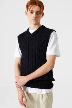 Braided Vest Plain Navy | Edmmond Studios Cheap