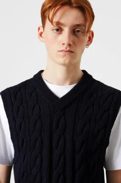 Braided Vest Plain Navy | Edmmond Studios Cheap