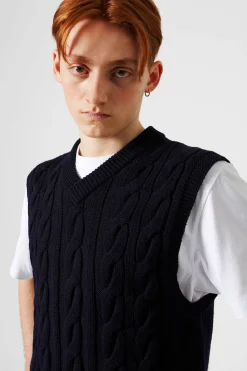 Braided Vest Plain Navy | Edmmond Studios Cheap