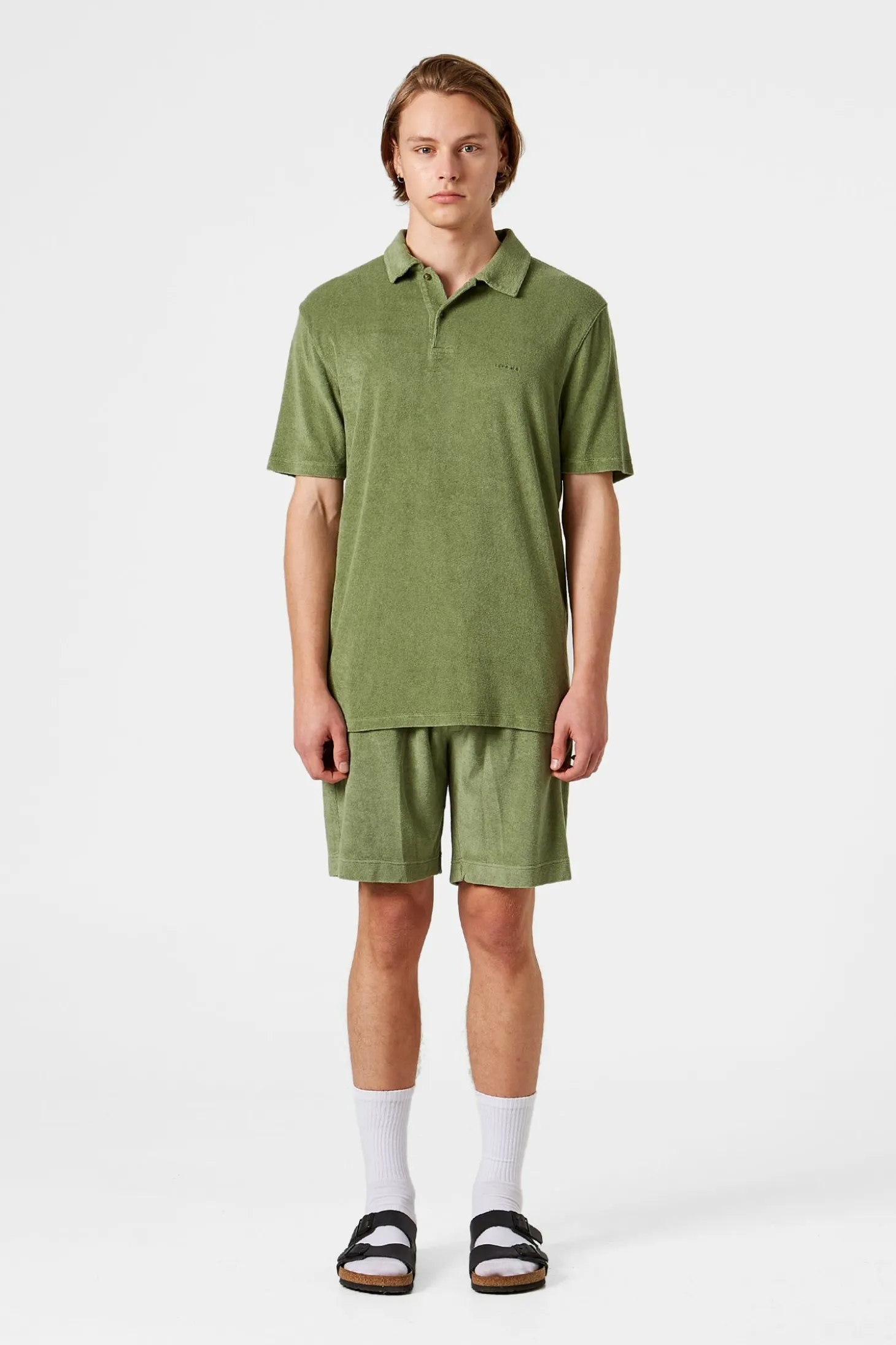 Contrast Terry Shorts Plain Olive | Edmmond Studios Outlet