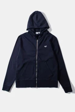 Duck Patch Zip Hoodie Plain Navy | Edmmond Studios Best Sale