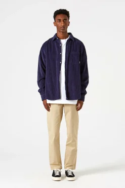 French Cord Shirt Plain Navy | Edmmond Studios Store