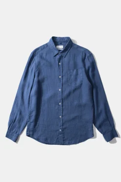 Linen Shirt Plain Blue | Edmmond Studios Flash Sale