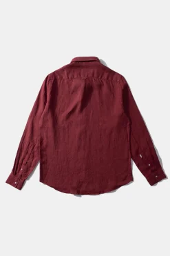 Linen Shirt Plain Bordeaux | Edmmond Studios Store