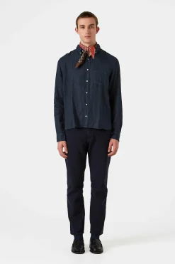 Linen Shirt Plain Navy | Edmmond Studios New