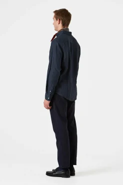 Linen Shirt Plain Navy | Edmmond Studios New