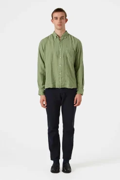 Linen Shirt Plain Olive | Edmmond Studios Hot