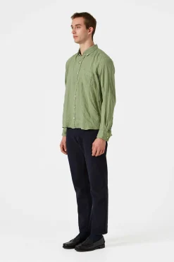Linen Shirt Plain Olive | Edmmond Studios Hot