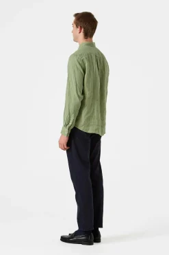 Linen Shirt Plain Olive | Edmmond Studios Hot