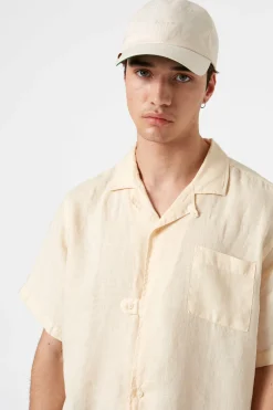 Linen Short Sleeve Plain Off White | Edmmond Studios Best Sale