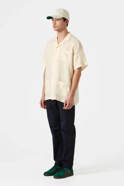 Linen Short Sleeve Plain Off White | Edmmond Studios Best Sale