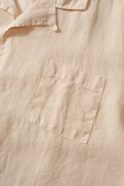Linen Short Sleeve Plain Off White | Edmmond Studios Best Sale