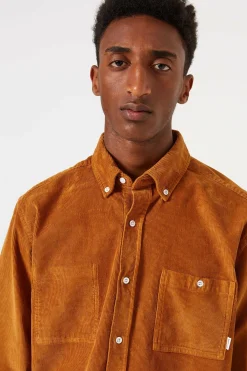 Microcord Shirt Plain Brown | Edmmond Studios Fashion