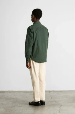 Microcord Shirt Plain Dk Green | Edmmond Studios Clearance