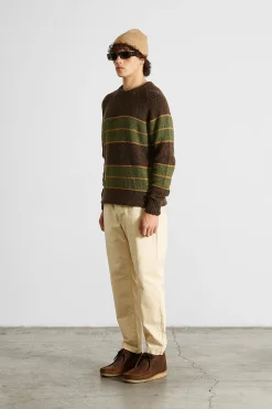 Multi Stripes Sweater Plain Brown | Edmmond Studios Online