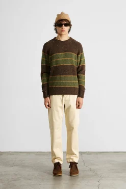 Multi Stripes Sweater Plain Brown | Edmmond Studios Online