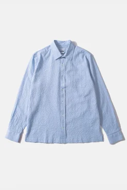 Seersucker Shirt Plain Light Blue | Edmmond Studios Flash Sale