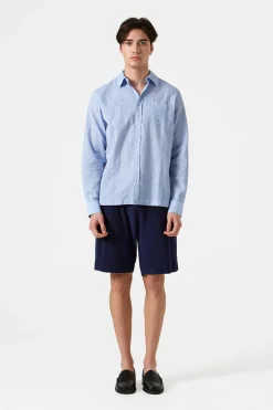 Seersucker Shirt Plain Light Blue | Edmmond Studios Flash Sale