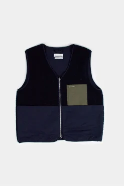 Shearling Vest Plain Navy | Edmmond Studios Online