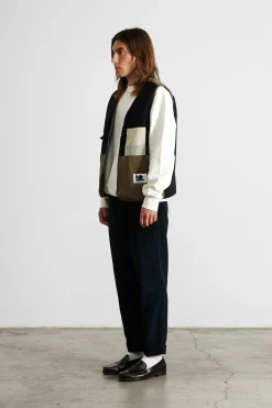 Shearling Vest Plain Navy | Edmmond Studios Cheap