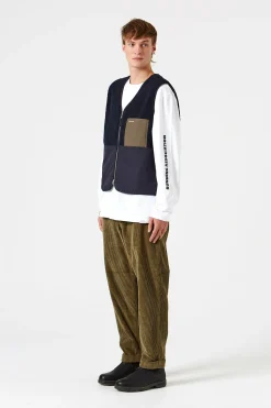 Shearling Vest Plain Navy | Edmmond Studios Online