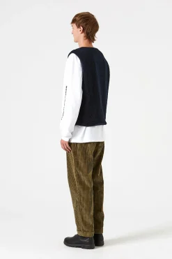 Shearling Vest Plain Navy | Edmmond Studios Online