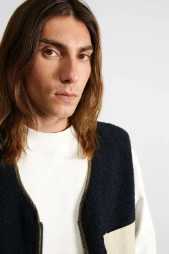 Shearling Vest Plain Navy | Edmmond Studios Cheap