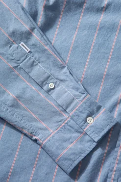 Striped Blue Red Shirt Plain Blue | Edmmond Studios Discount