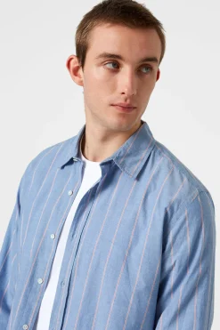 Striped Blue Red Shirt Plain Blue | Edmmond Studios Discount