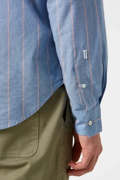 Striped Blue Red Shirt Plain Blue | Edmmond Studios Discount