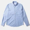 Striped Linen Shirt Plain Light Blue | Edmmond Studios Store