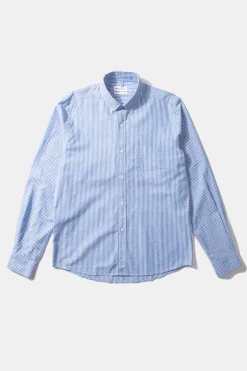 Striped Linen Shirt Plain Light Blue | Edmmond Studios Store
