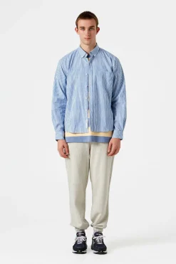 Striped Linen Shirt Plain Light Blue | Edmmond Studios Store