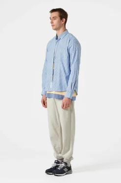 Striped Linen Shirt Plain Light Blue | Edmmond Studios Store