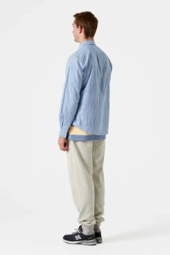 Striped Linen Shirt Plain Light Blue | Edmmond Studios Store