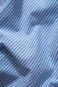 Striped Linen Shirt Plain Light Blue | Edmmond Studios Store