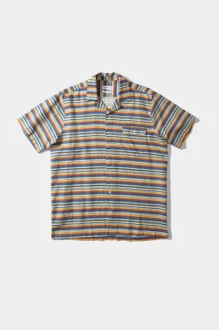 Stripes Short Sleeve Shirt Horizontal Stripes Blue | Edmmond Studios Best Sale