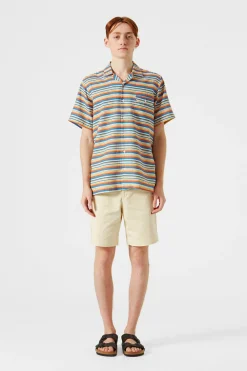 Stripes Short Sleeve Shirt Horizontal Stripes Blue | Edmmond Studios Best Sale