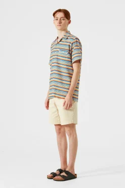 Stripes Short Sleeve Shirt Horizontal Stripes Blue | Edmmond Studios Best Sale