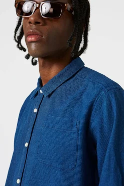 Waffle Denim Shirt Plain Stonewash | Edmmond Studios Cheap