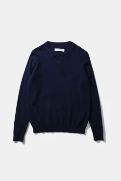 Wool Polo Plain Navy | Edmmond Studios Cheap