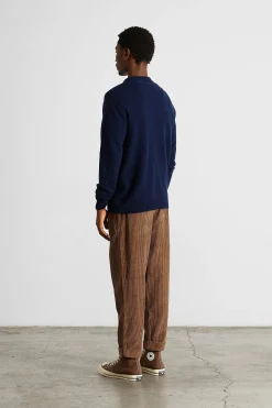 Wool Polo Plain Navy | Edmmond Studios Cheap