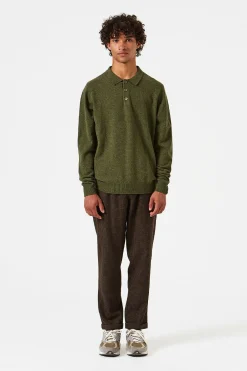 Wool Polo Plain Olive | Edmmond Studios Online