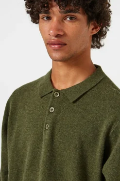Wool Polo Plain Olive | Edmmond Studios Online