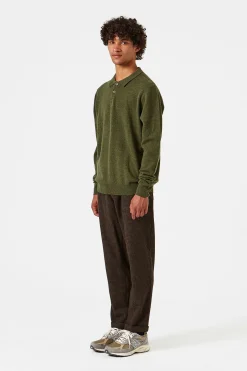 Wool Polo Plain Olive | Edmmond Studios Online