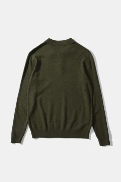 Wool Polo Plain Olive | Edmmond Studios Online